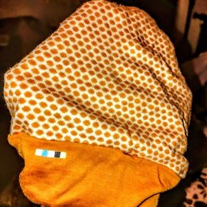 Smartwool 100 💯 Percent Marine Wool Yellowish Orange and White Dot Beanie